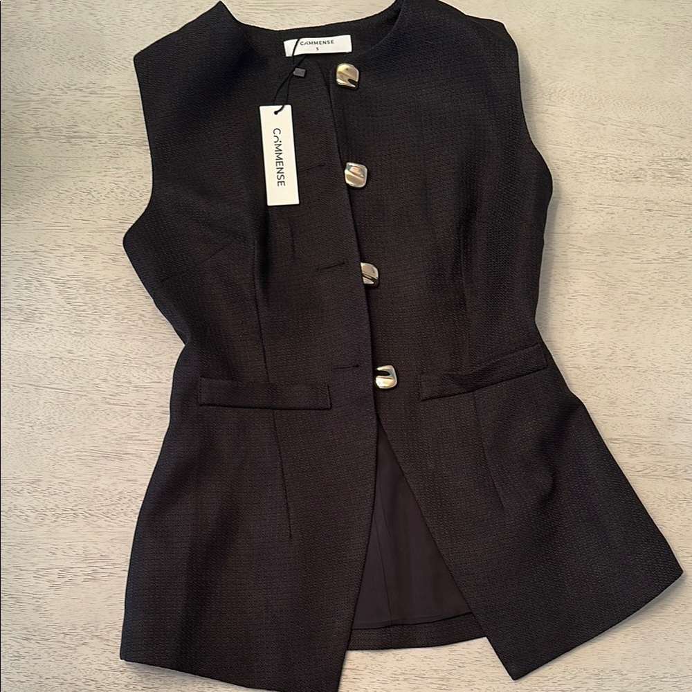 Commense Chanelle Black Sleeveless Blazer + Shorts (set)